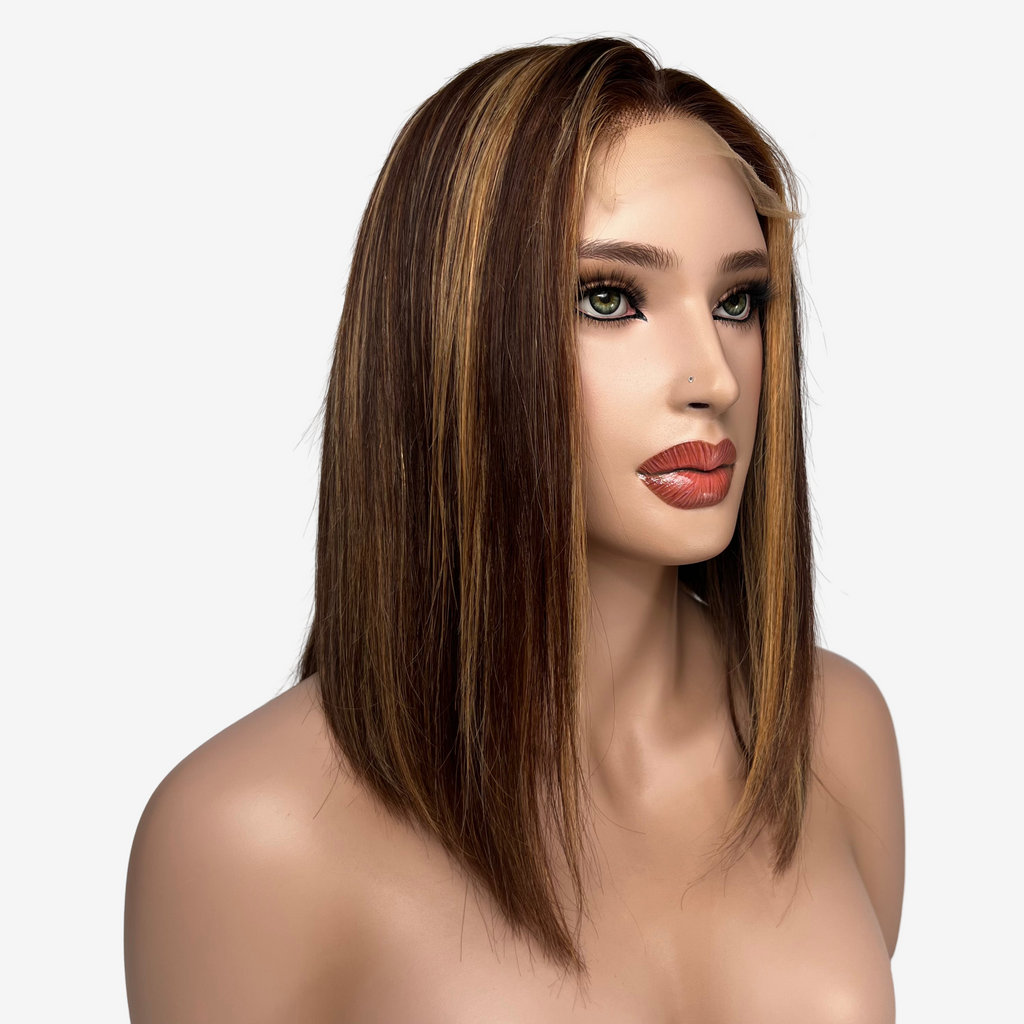 Highlighted human hair lace wig