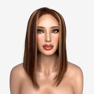 Highlighted human hair lace wig