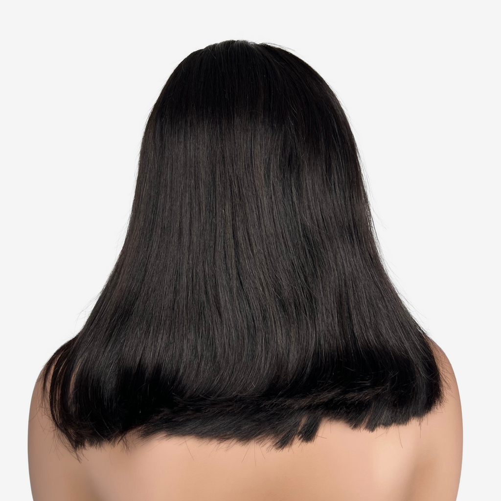 Black human hair lace wig